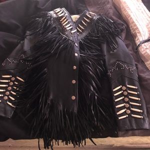 Leather jacket with fringe, perfect condition